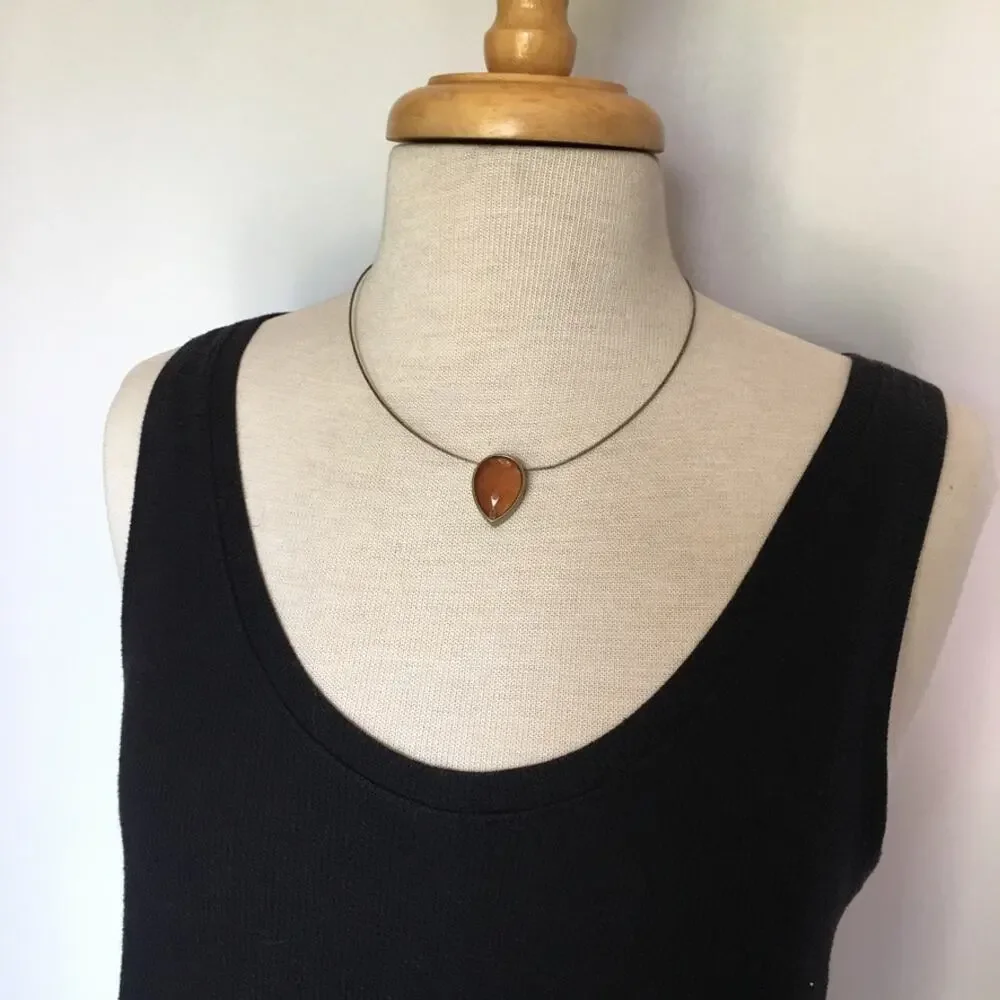 Anne Klein orange crystal necklace and earring set